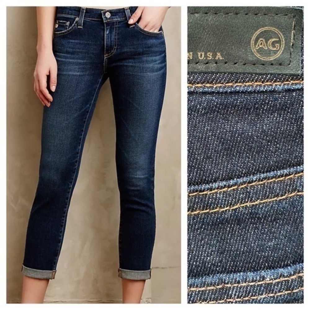 AG Adriano Goldschmied Stevie Cropped Roll-Up Jeans 27